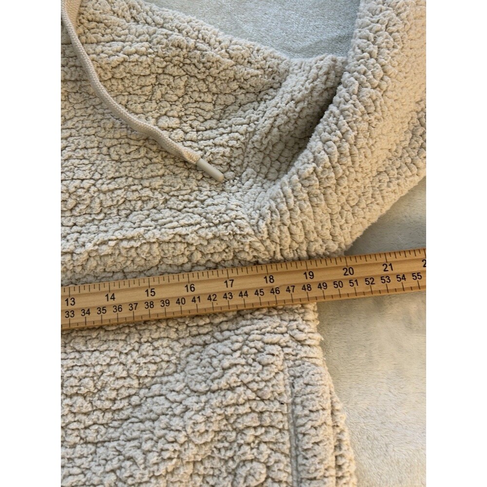 Offline Aerie Womens Sweater Small Hoodie Zip Up Sherpa Cozy Cream Teddy Chunky - Picture 8 of 14